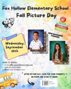 Image of advertisement for Fall Picture Day at FHES
